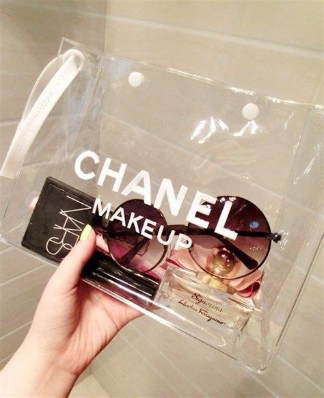 clear plastic chanel makeup bag|chanel makeup bag for sale.